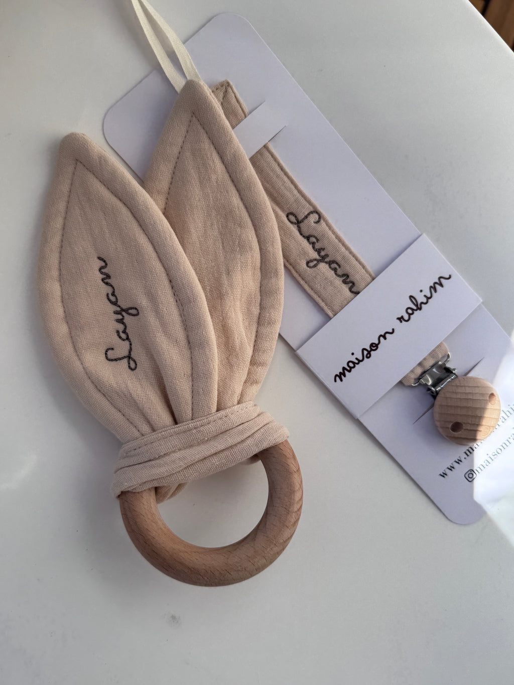 Attache tétine & anneau de dentition à personnaliser