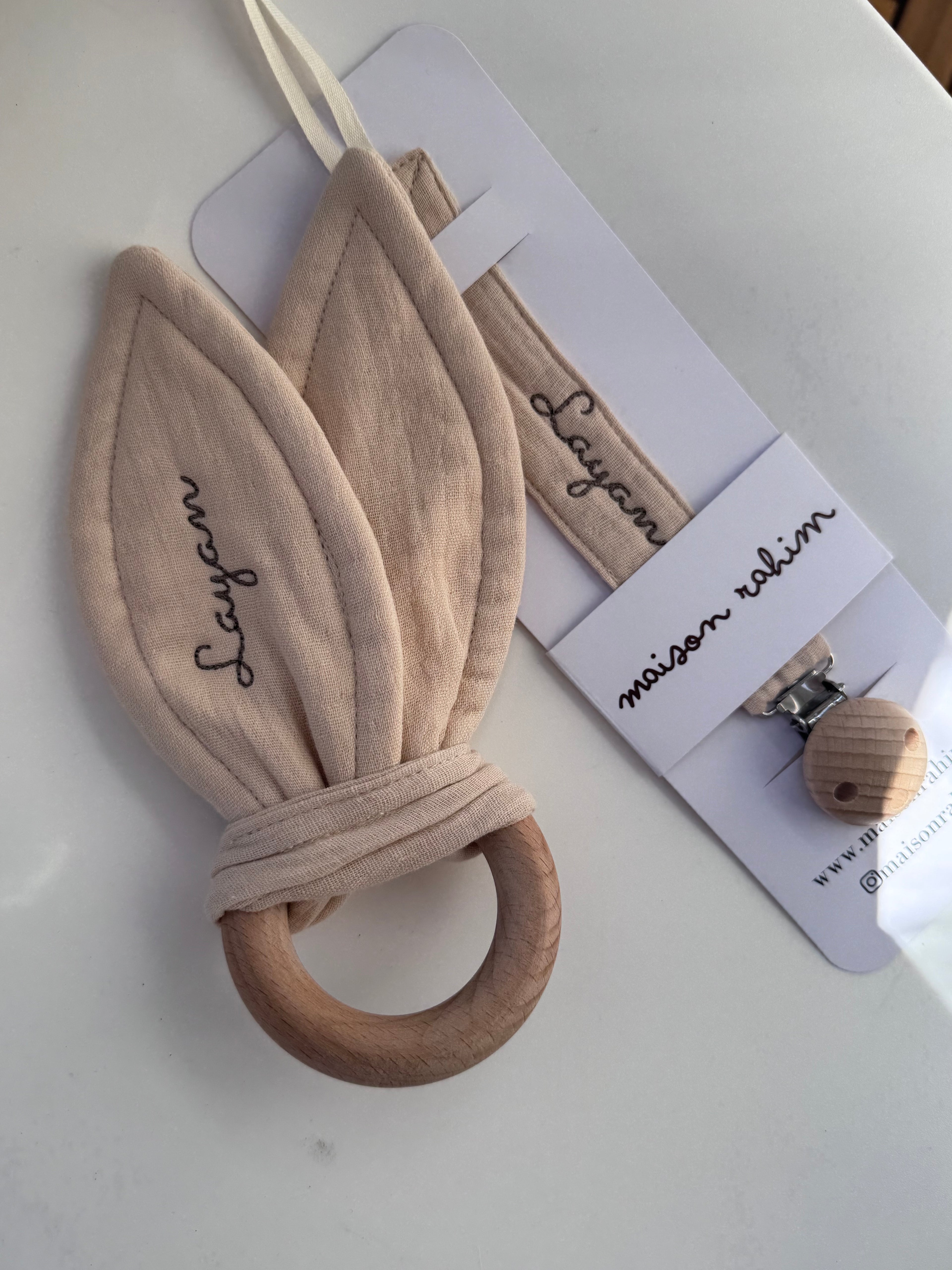 Attache tétine & anneau de dentition à personnaliser