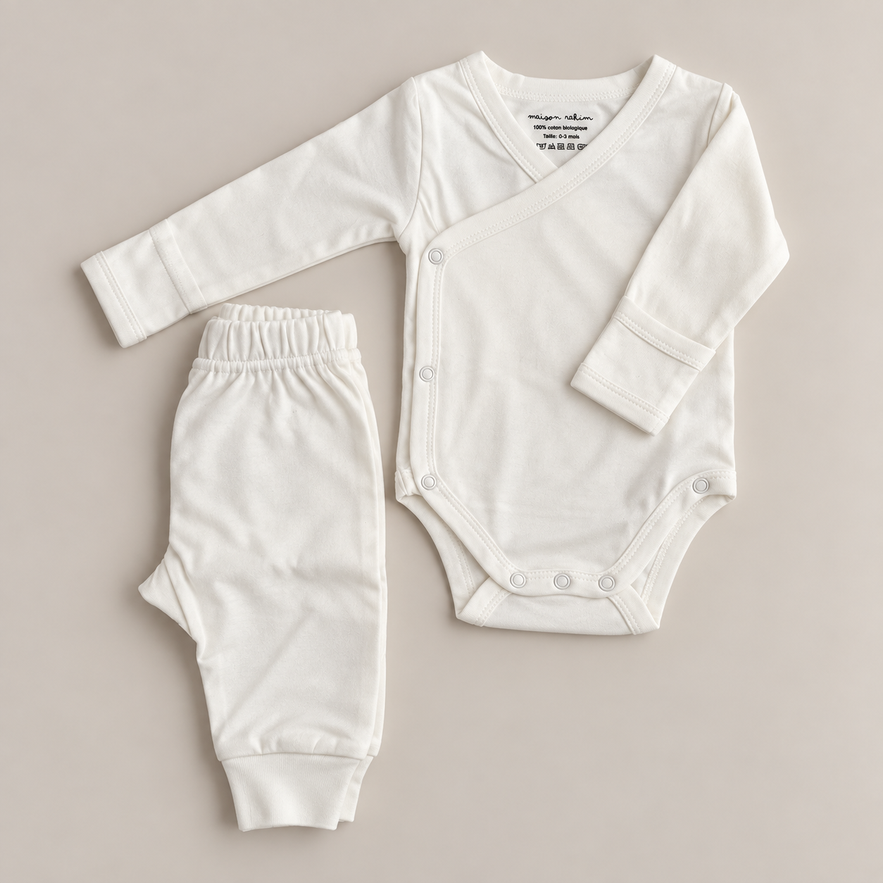 Ensemble cache cœur en interlock de coton