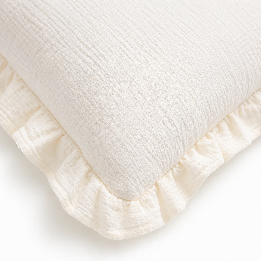 Coussin à volants en gaze de coton - À personnaliser