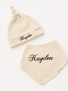 Bonnet & bavoir bébé en interlock de coton