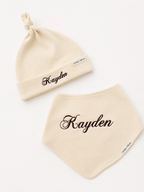 Bonnet & bavoir bébé en interlock de coton