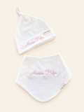 Bonnet & bavoir bébé en interlock de coton