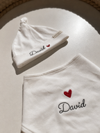 Bonnet & bavoir bébé en interlock de coton