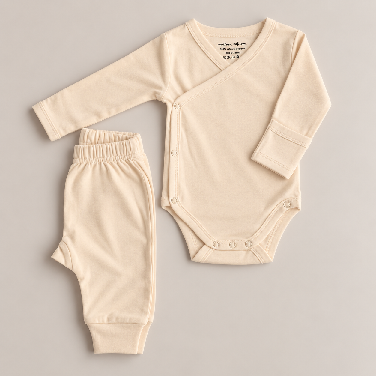Ensemble cache cœur en interlock de coton