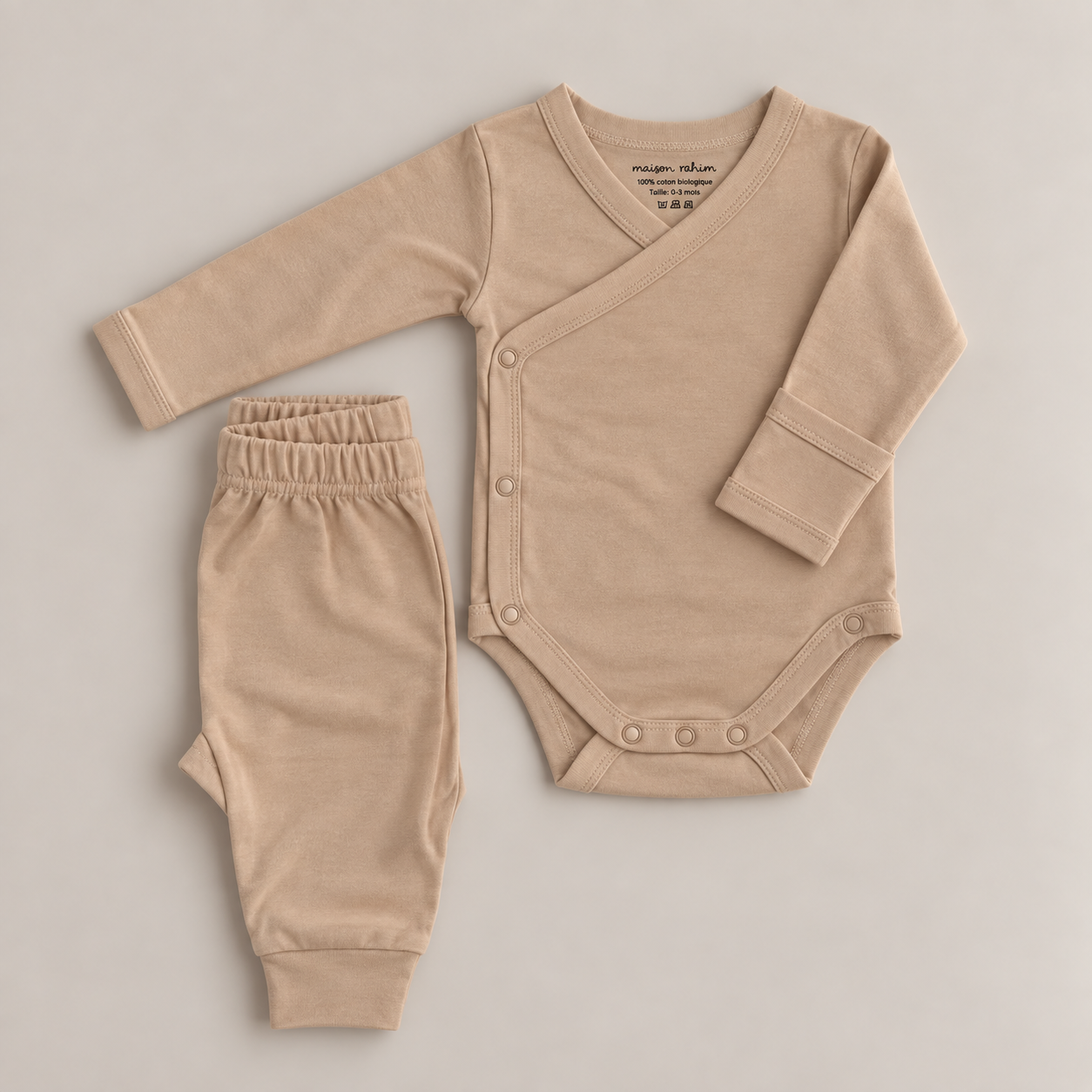 Ensemble cache cœur en interlock de coton