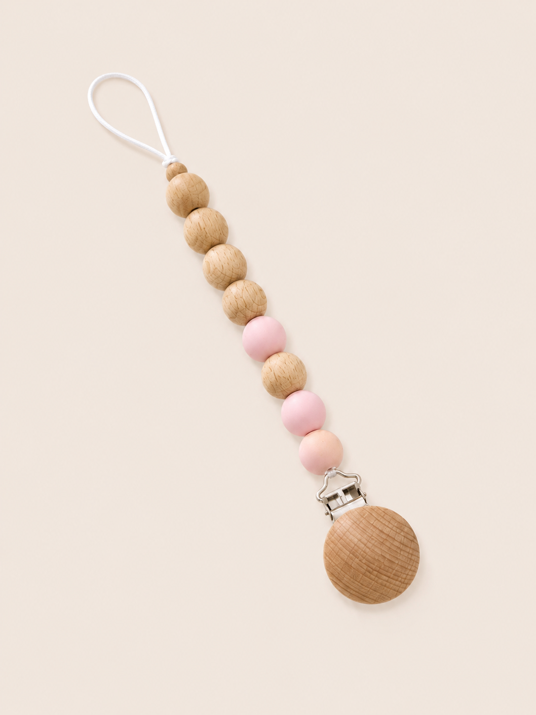 Attache tétine en silicone et bois de hêtre